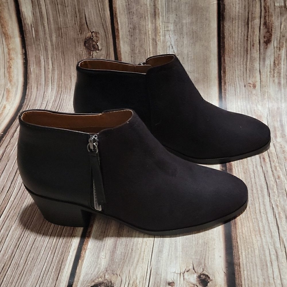 NWOT Black Heeled Faux  Leather Boots Size  6.5, & 7